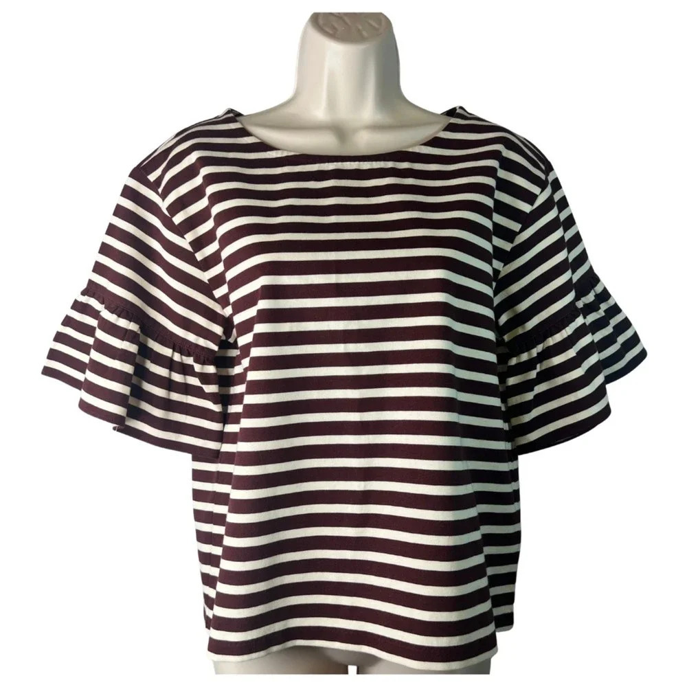 J Crew Bell Sleeve Striped Womens Top Size Small